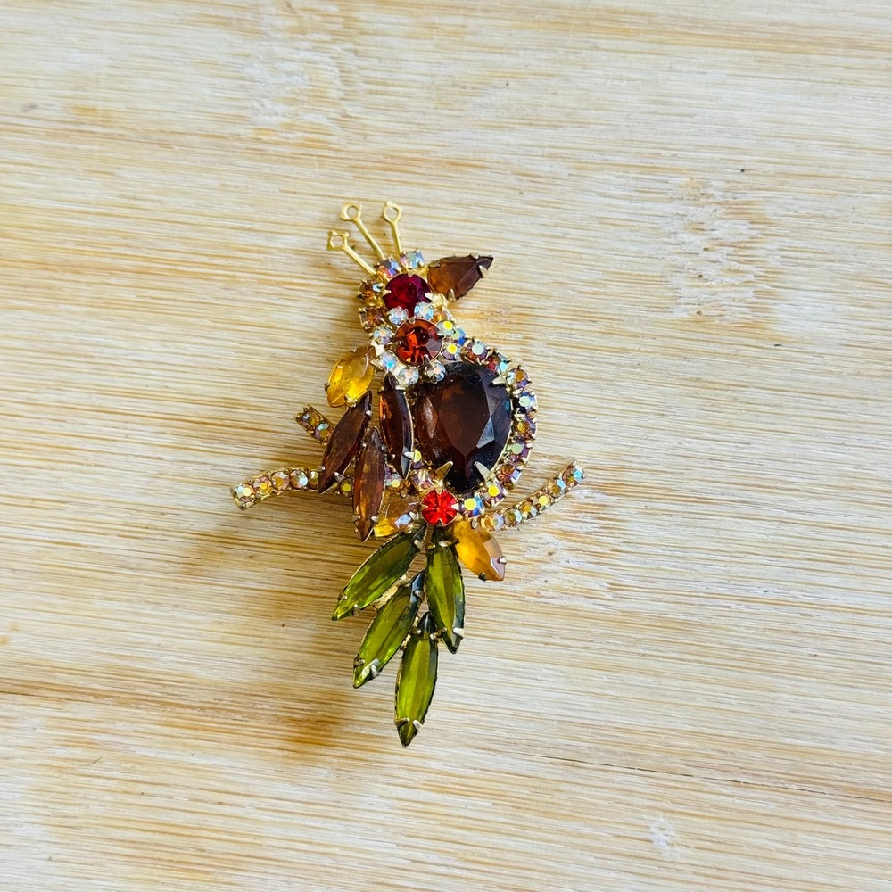 VTG Parrot Bird Brooch pin D&E Juliana Book Piece Rhinestone AS IS Repair Parts - Picture 5 of 7